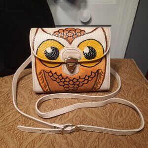 Dooney & Bourke Vintage Plaza Bag Hand Painted Owl Leather Bag